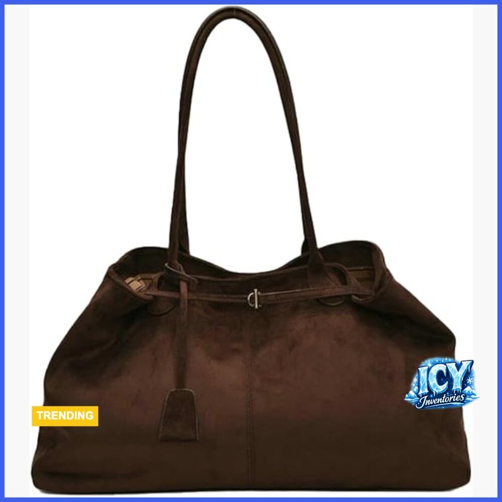 Oversized Suede Tote Handbag Top Handle Purse Slouchy Hobo Bag